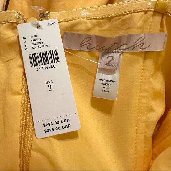 HUTCH Floral Halter Maxi Dress Maize Yellow Adjustable Neck Ruffle Slit 2 NEW - Picture 8 of 11